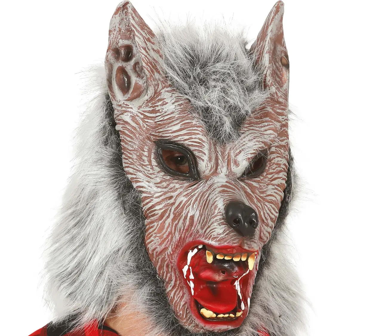 Ulvemaske med hår, latex