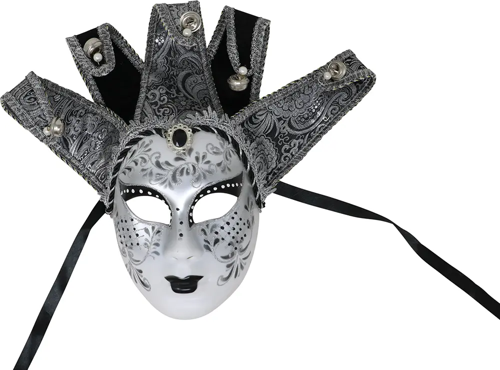 Venetiansk maske, hvid og sølv