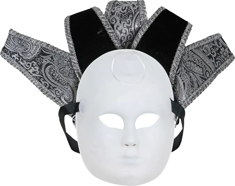 Venetiansk maske, hvid og sølv