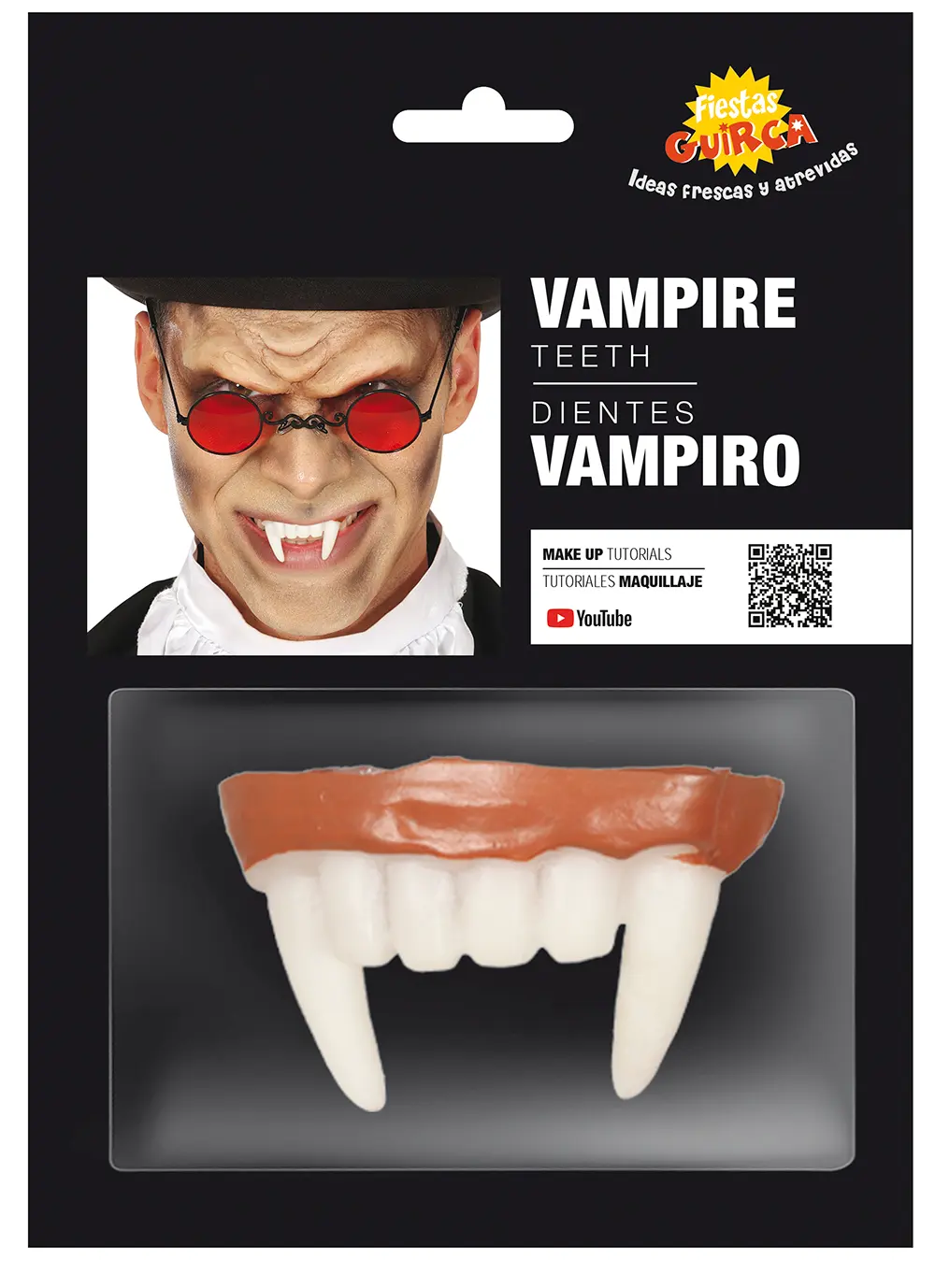 Vampyrhugtænder, hvid og beige, model 20906