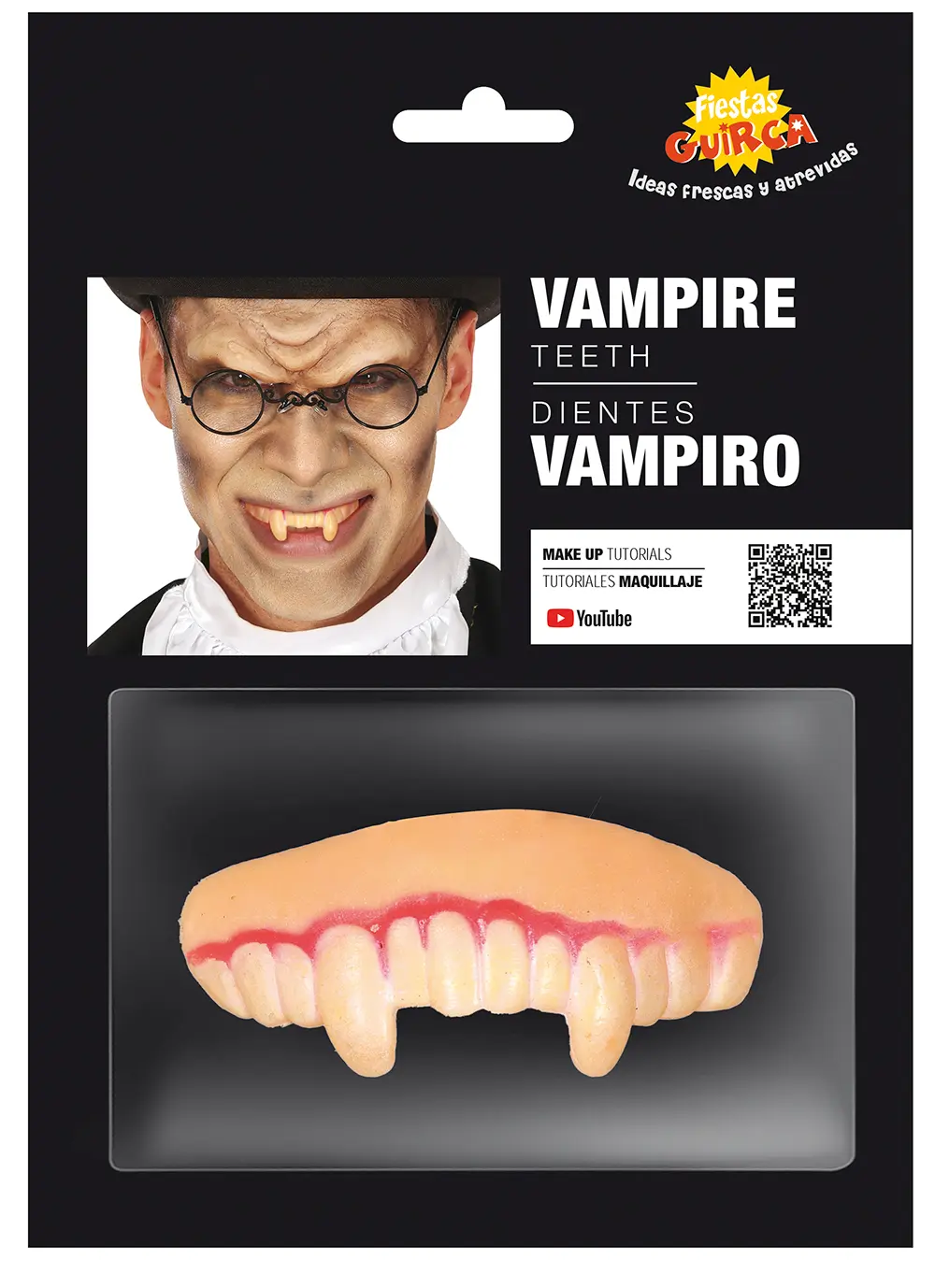 Vampyrhugtænder, hvid og beige, model 20907