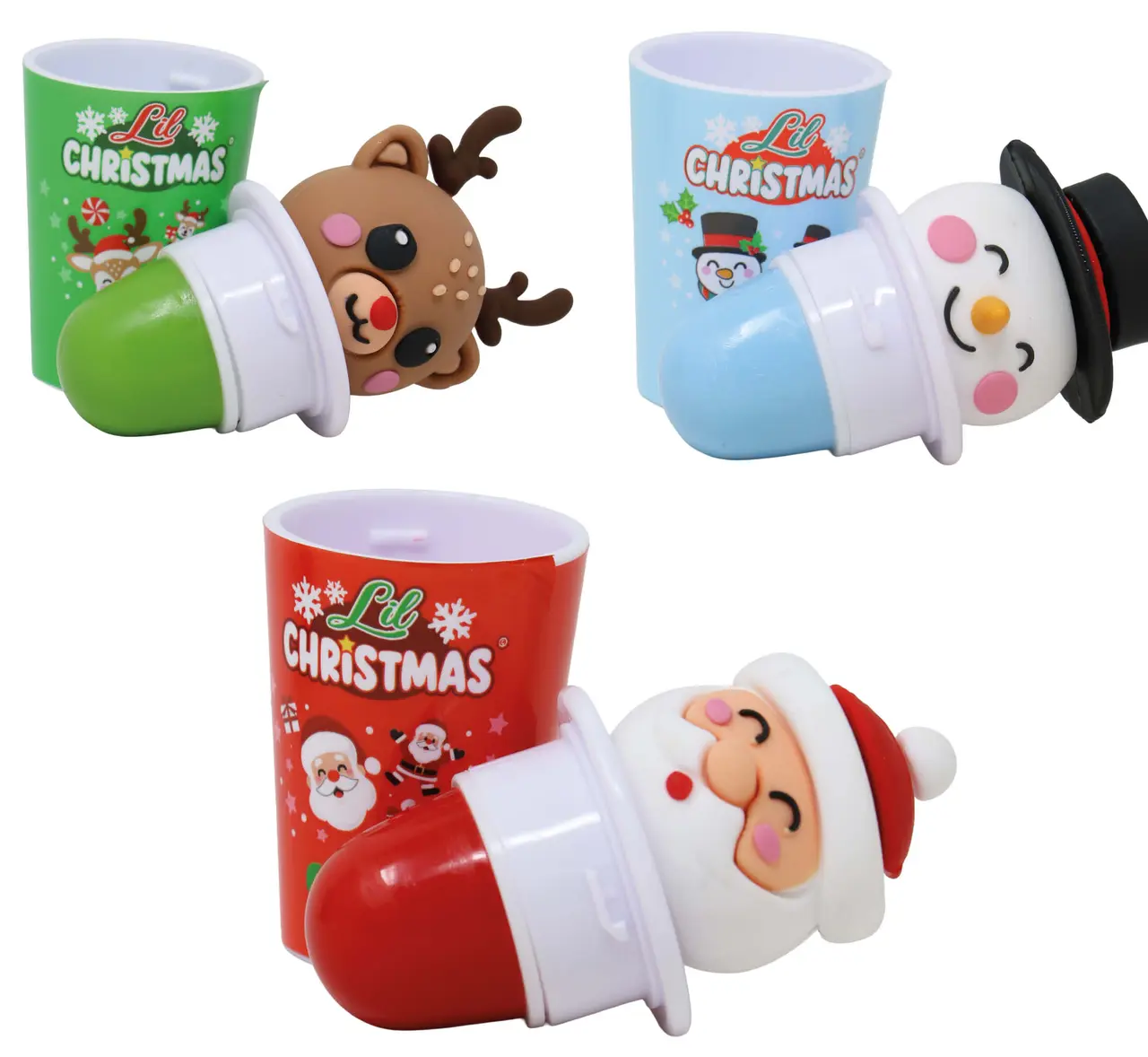 Lil Xmas læbepomade til børn, assorterede motiver, grøn, blå og rød
