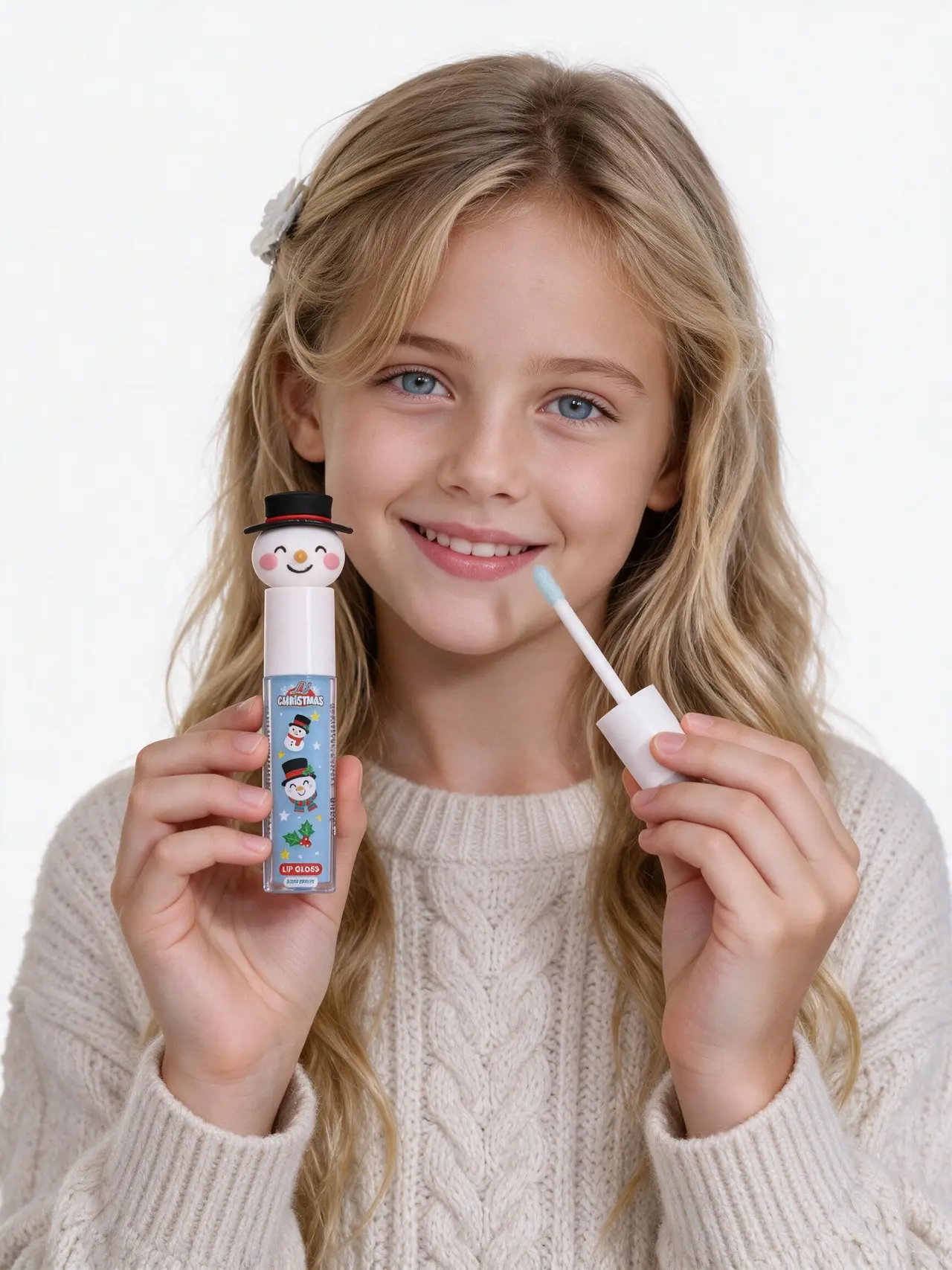 Lil Xmas lipgloss til børn, assorterede motiver, grøn, blå og rød