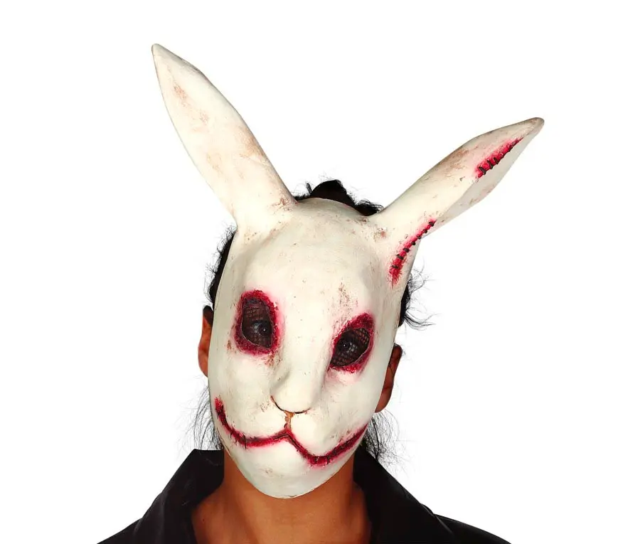 Uhyggelig kaninmaske i latex