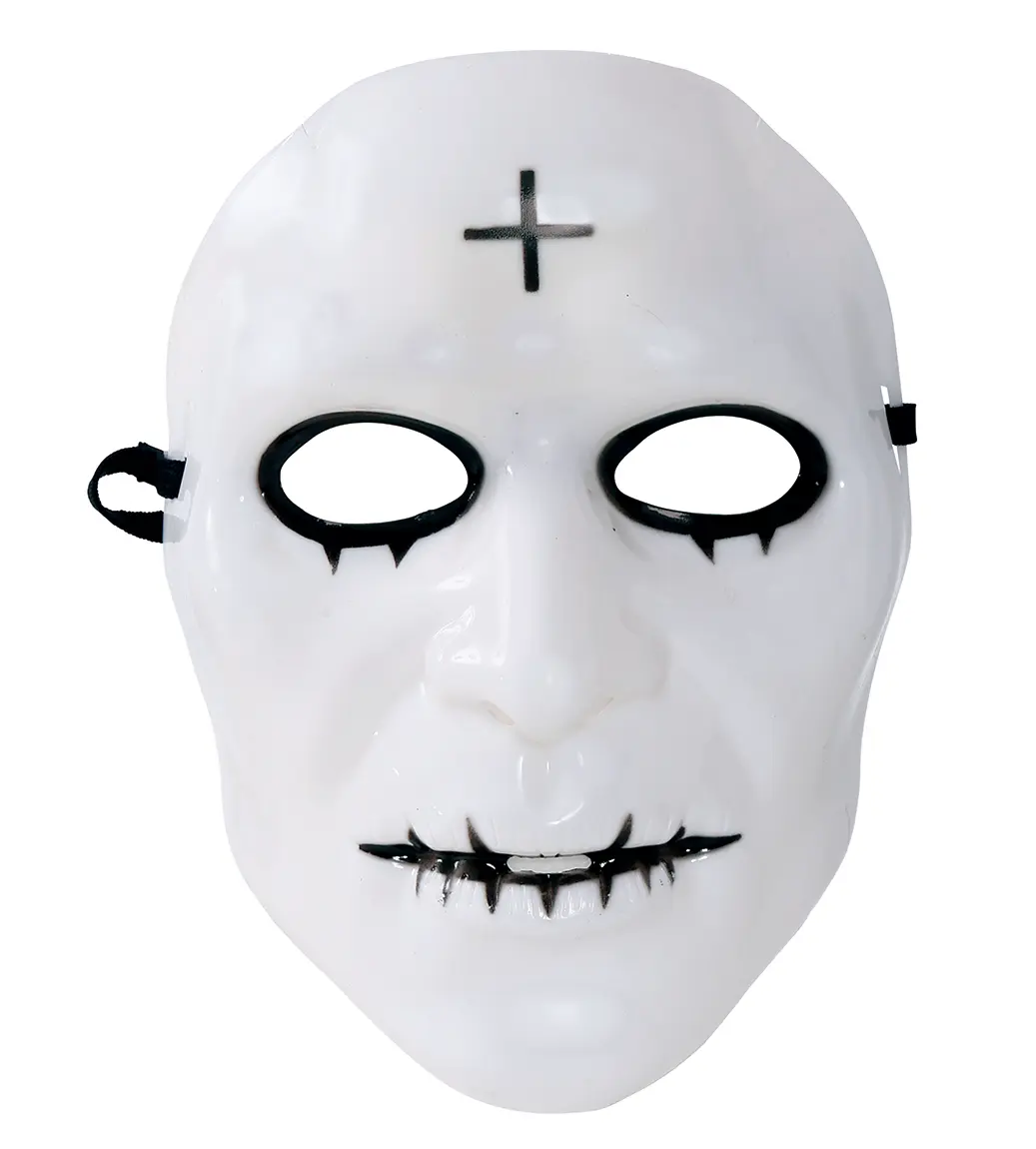 Hvid PVC-maske med kors, til herrer