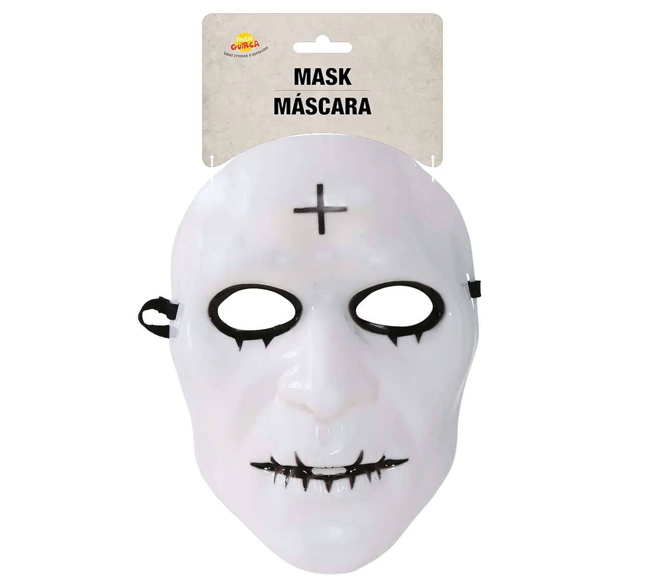 Hvid PVC-maske med kors, til herrer