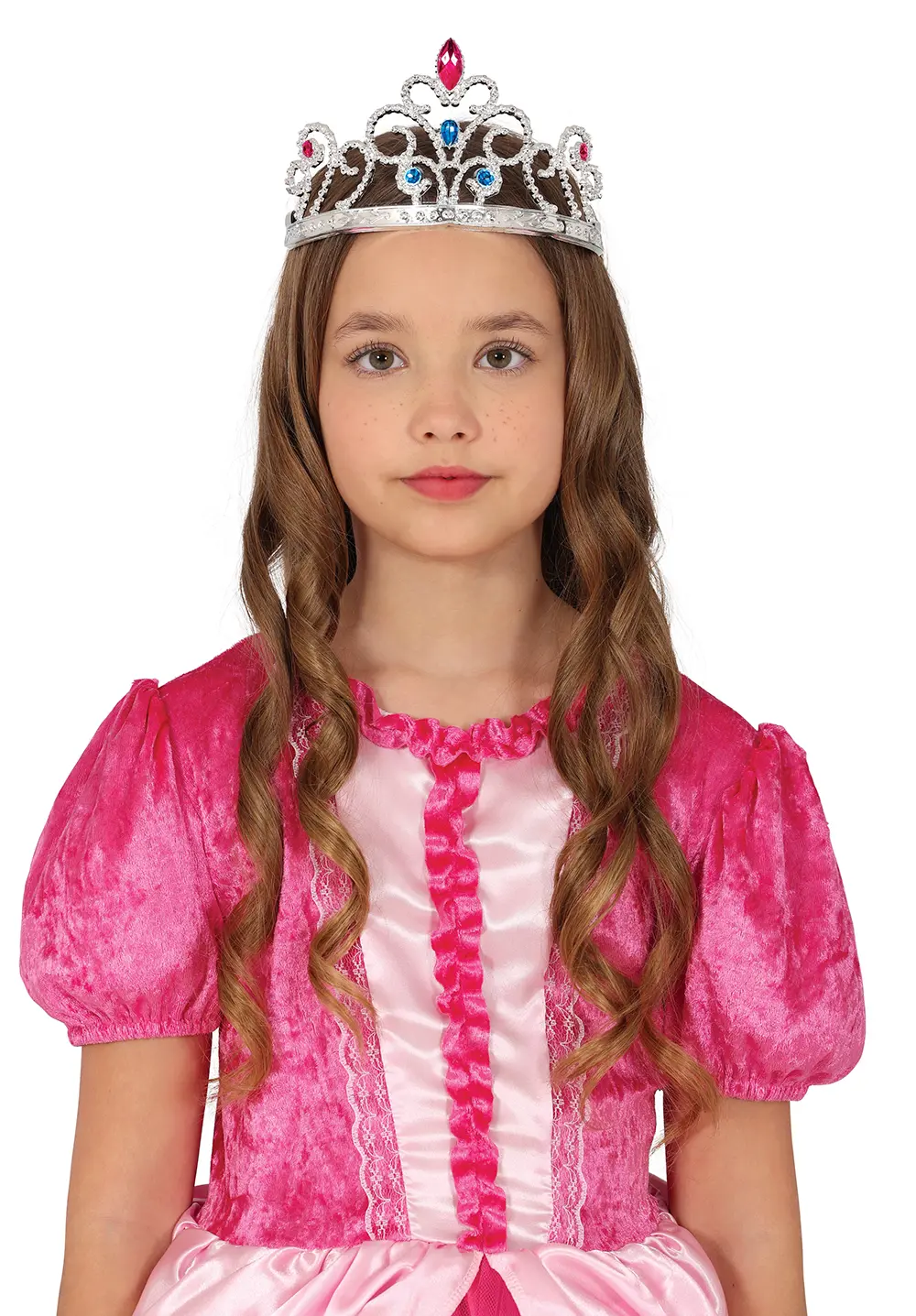 Sølvfarvet tiara med ædelsten til børn, ca. 10,8 cm