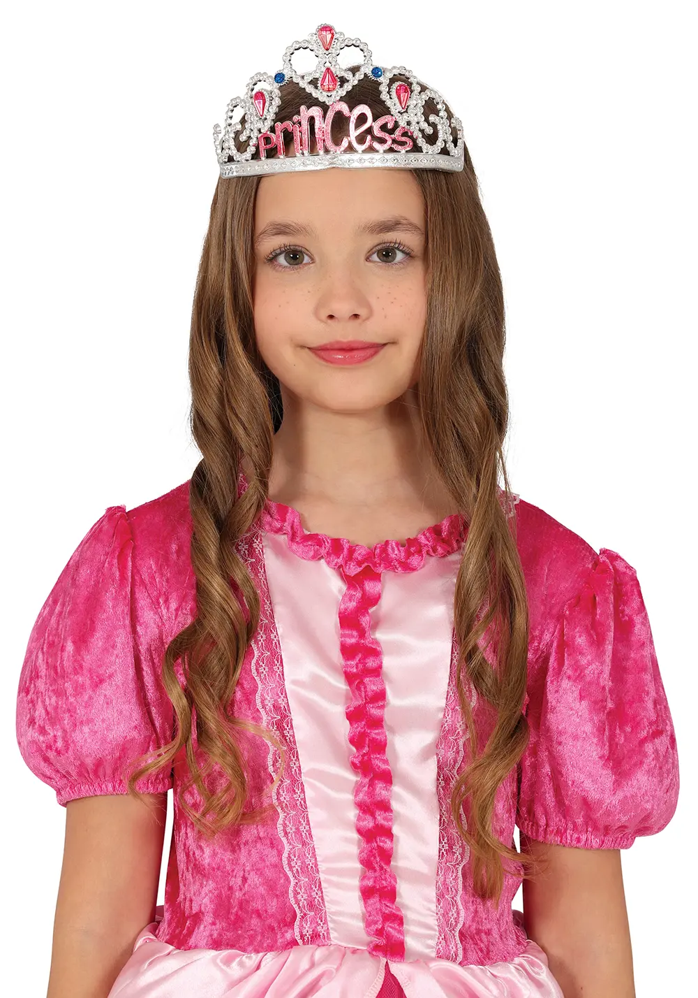 Sølvfarvet prinsessetiara med ædelsten til børn