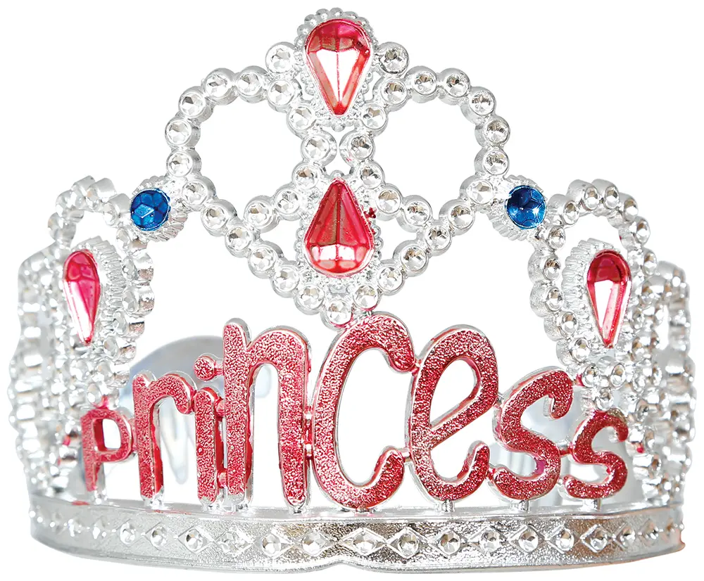 Sølvfarvet prinsessetiara med ædelsten til børn