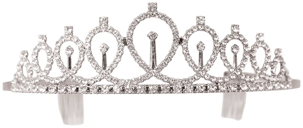 Prinsessetiara i sølvfarvet metal, guld