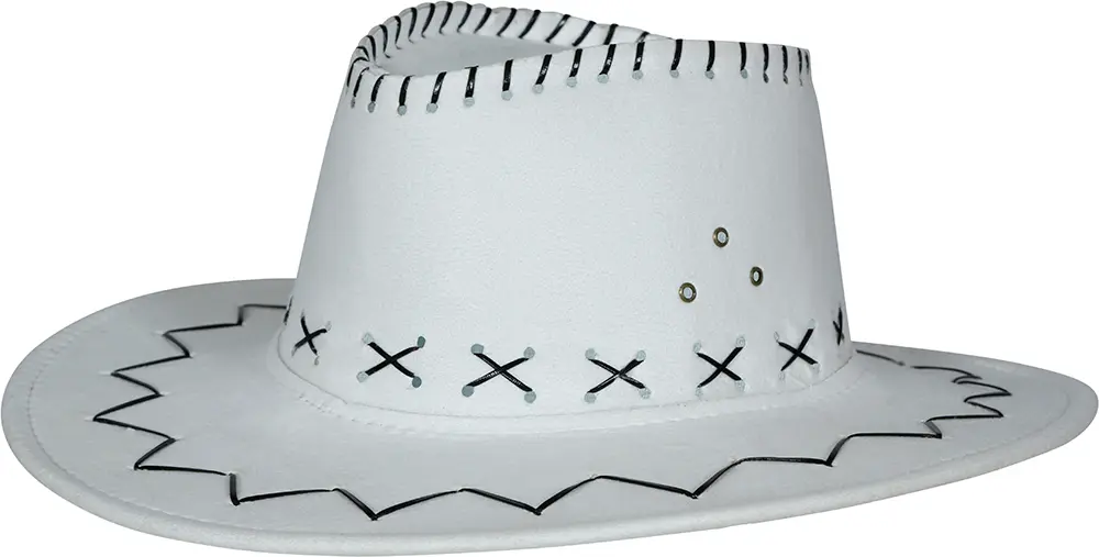 Hvid cowboyhat i ruskindslook til voksne