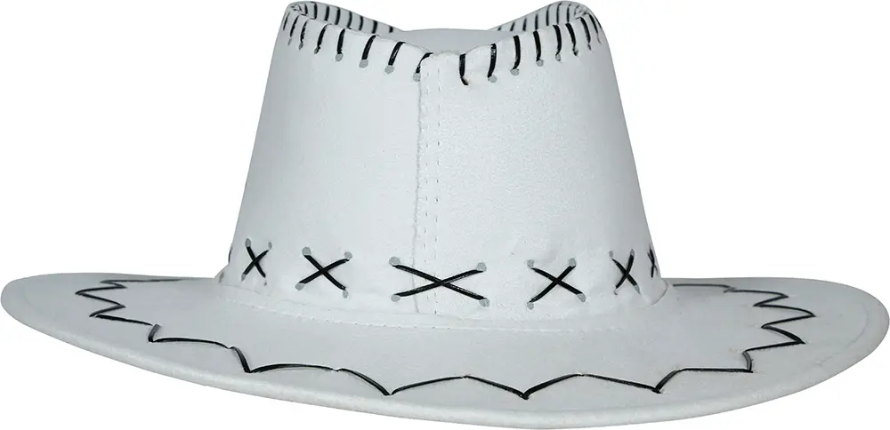 Hvid cowboyhat i ruskindslook til voksne