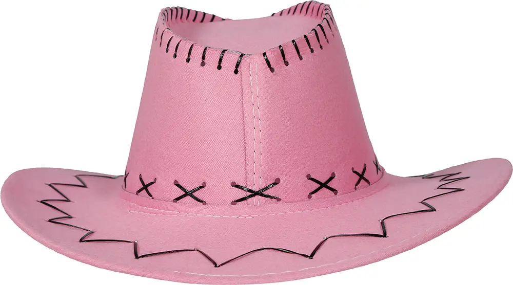 Lyserød cowboyhat i ruskindslook, til voksne