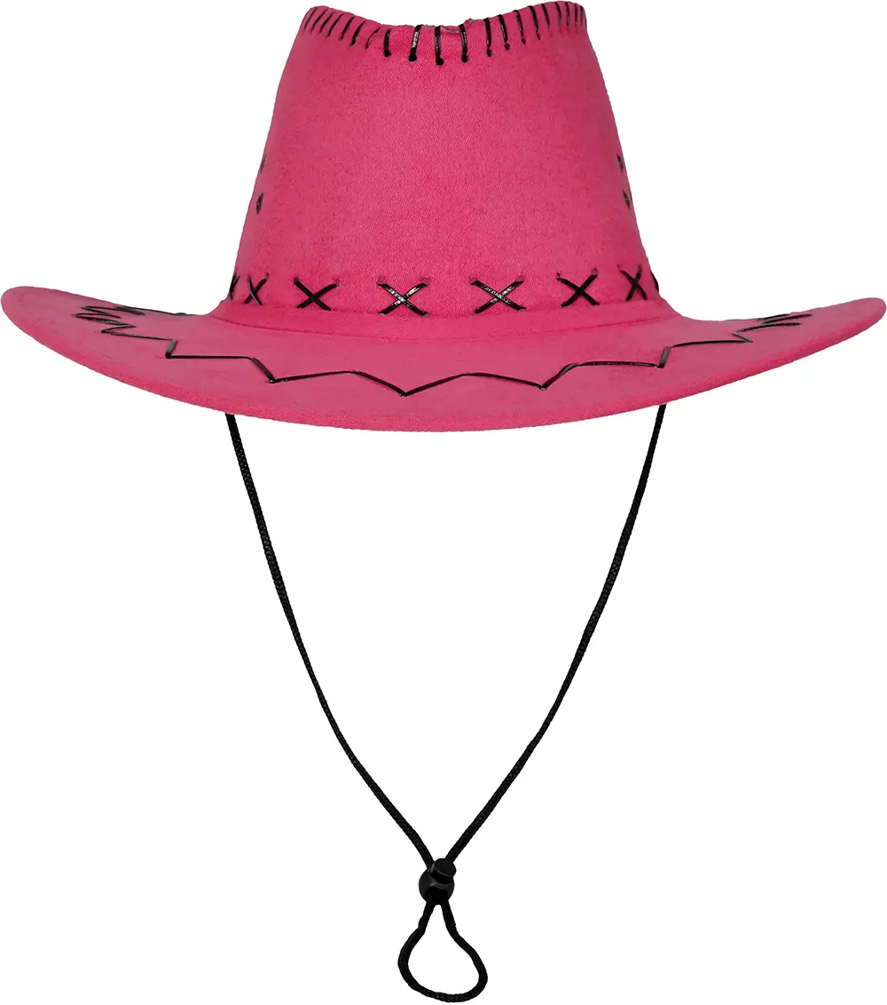 Fuchsiafarvet cowboyhat i ruskindslook til voksne