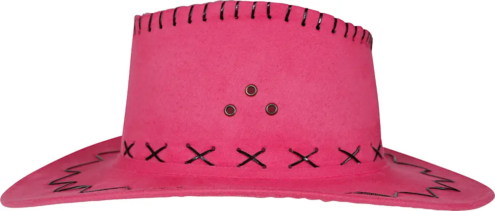Fuchsiafarvet cowboyhat i ruskindslook til voksne