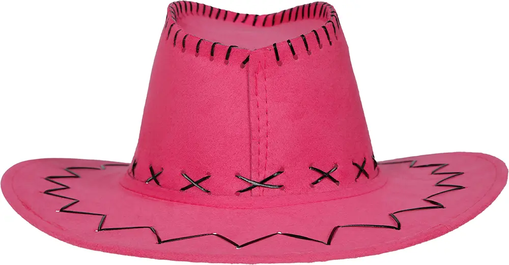 Fuchsiafarvet cowboyhat i ruskindslook til voksne