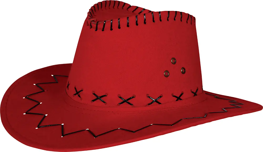 Rød cowboyhat i ruskindslook, til voksne