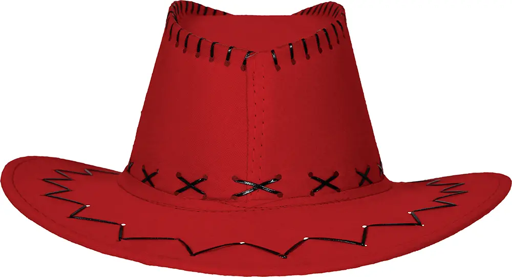 Rød cowboyhat i ruskindslook, til voksne