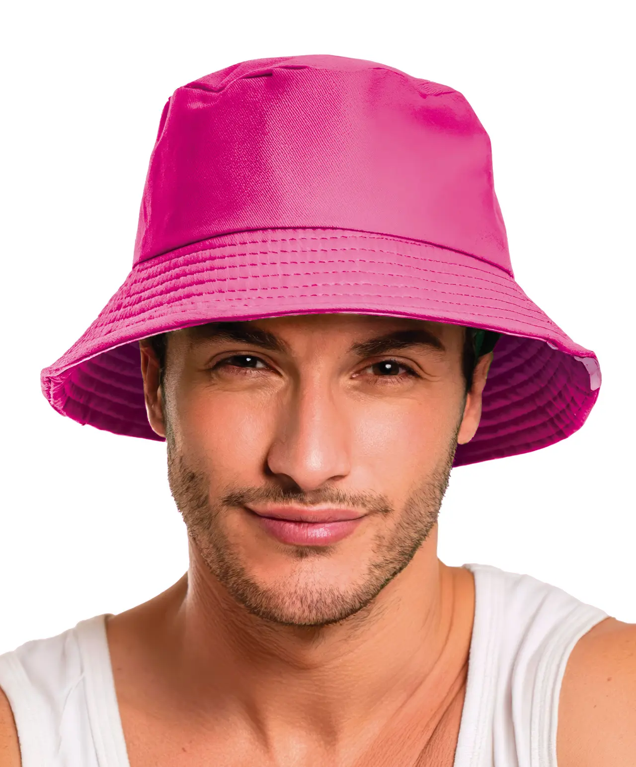 Neonpink bøllehat til voksne