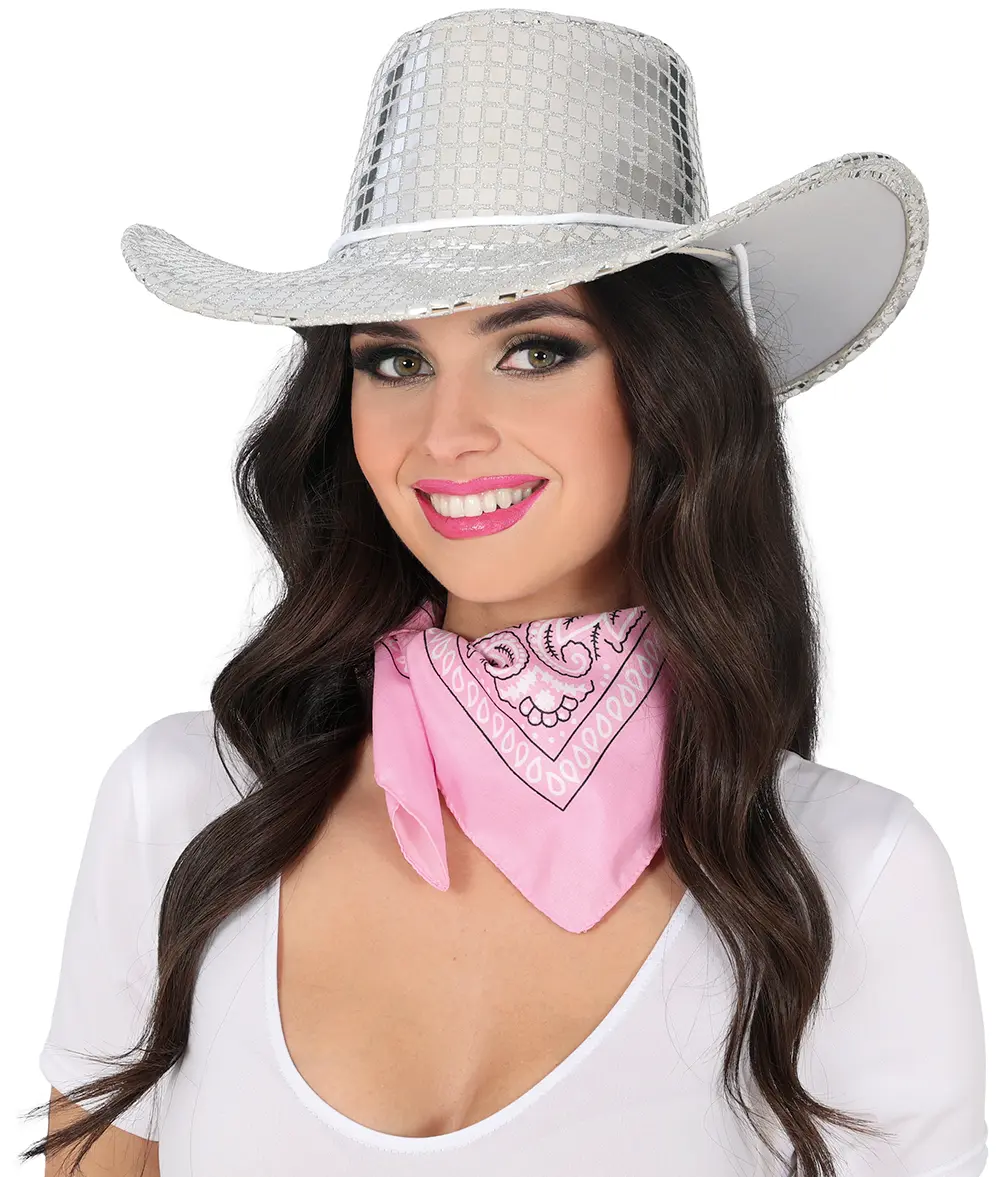 Sølvfarvet 80'er-disco-cowboyhat til voksne