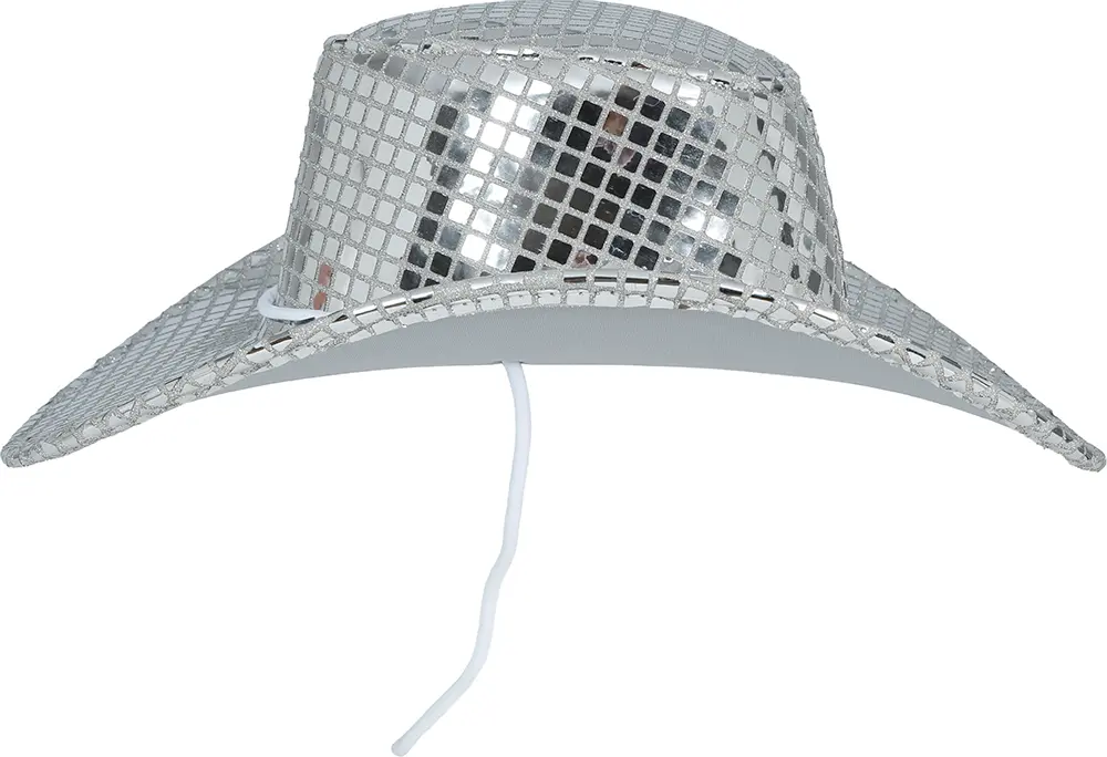 Sølvfarvet 80'er-disco-cowboyhat til voksne