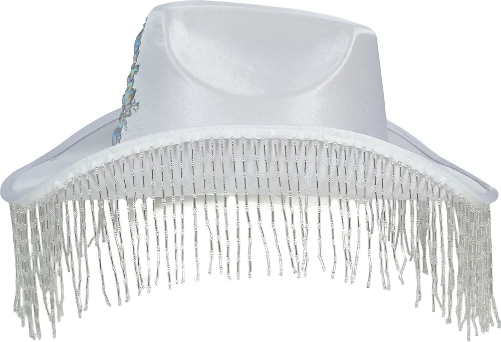 Hvid cowboyhat med frynser i høj kvalitet til voksne