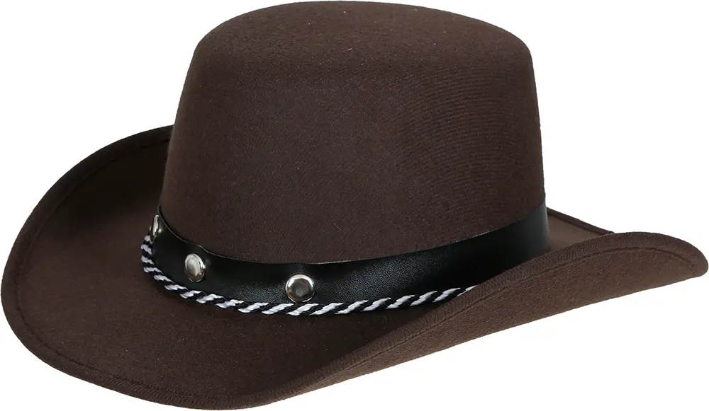 Brun cowboyhat i filt til børn, ca. 33,5 cm