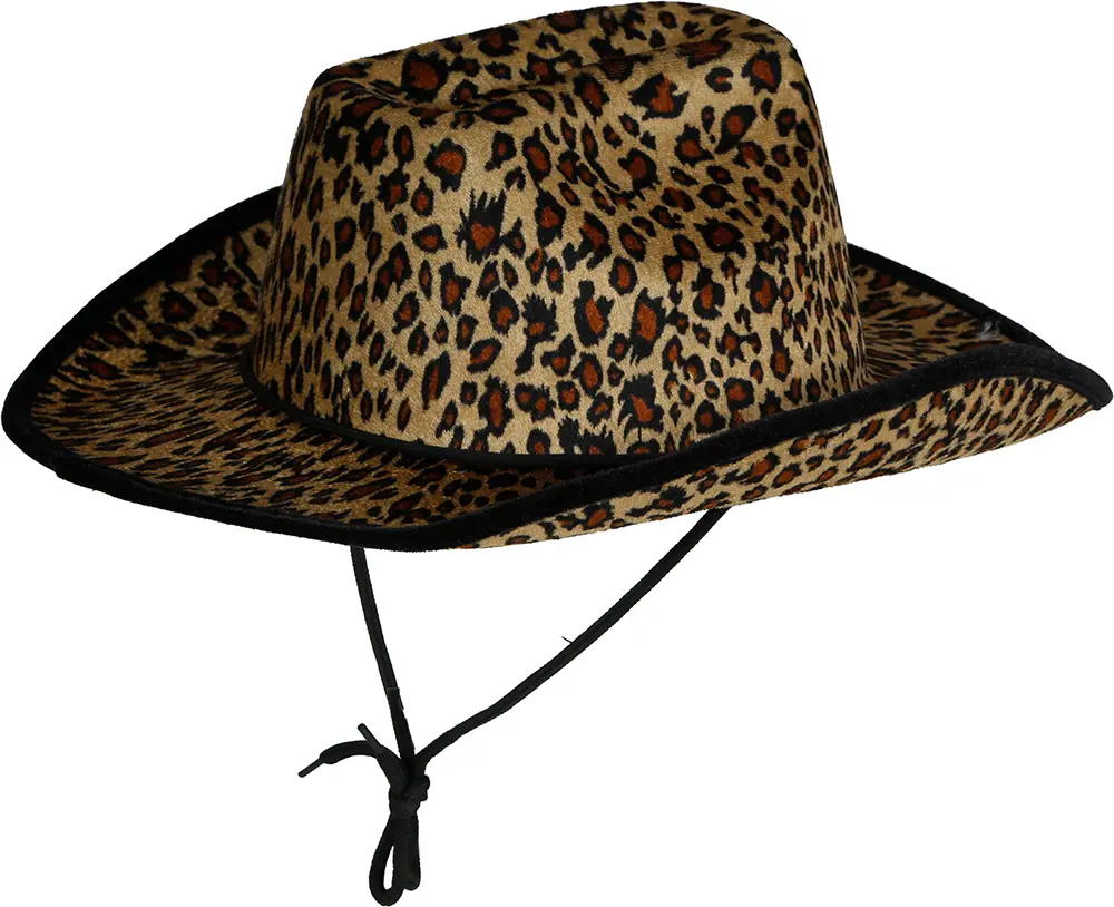 Cowboyhat med leopardmønster til voksne