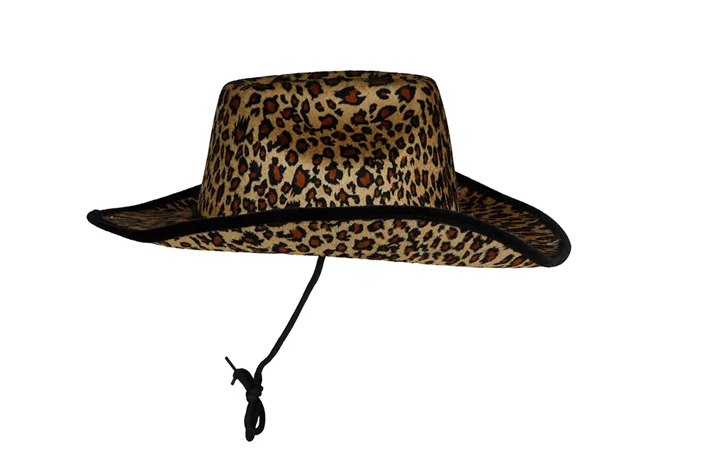 Cowboyhat med leopardmønster til voksne