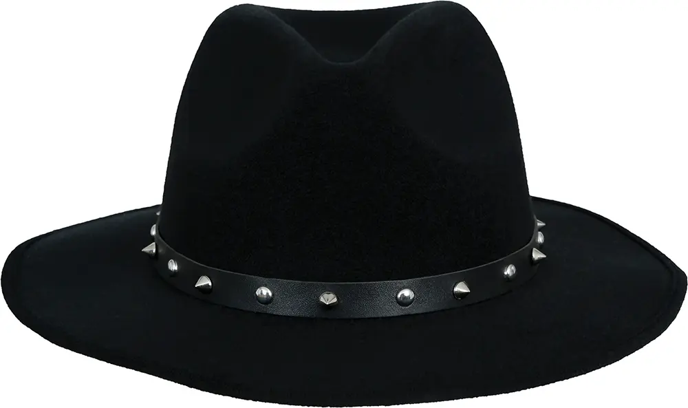 Sort cowboyhat i filt med nitter til voksne