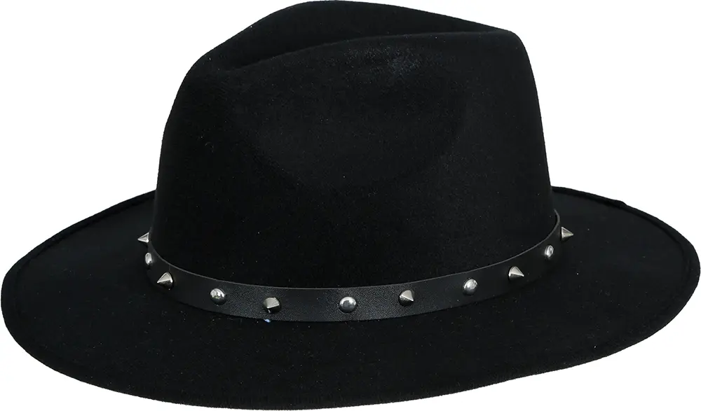 Sort cowboyhat i filt med nitter til voksne