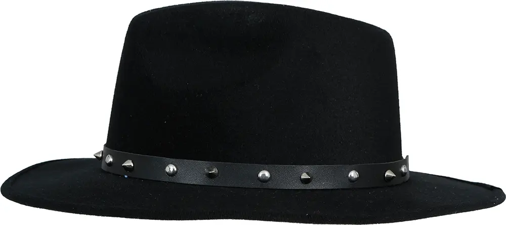 Sort cowboyhat i filt med nitter til voksne