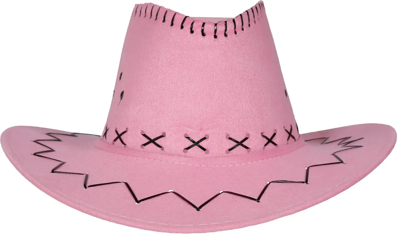 Lyserød cowboyhat i imiteret læder, til børn