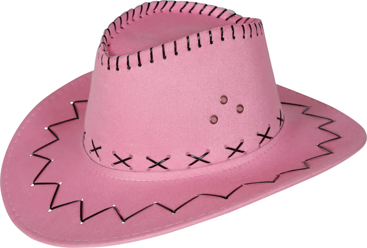 Lyserød cowboyhat i imiteret læder, til børn
