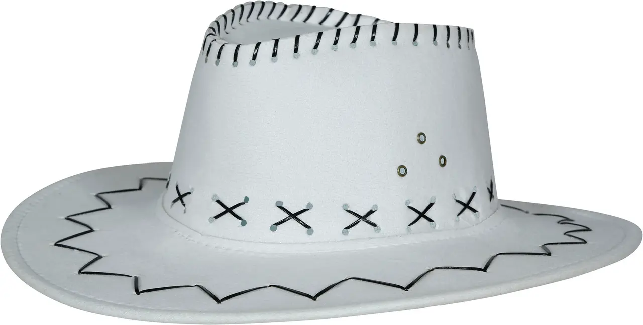 Hvid cowboyhat i imiteret læder til børn