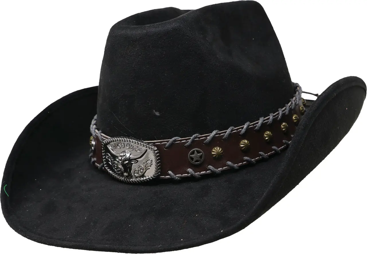 Cowboyhat i filt med spænde, sort