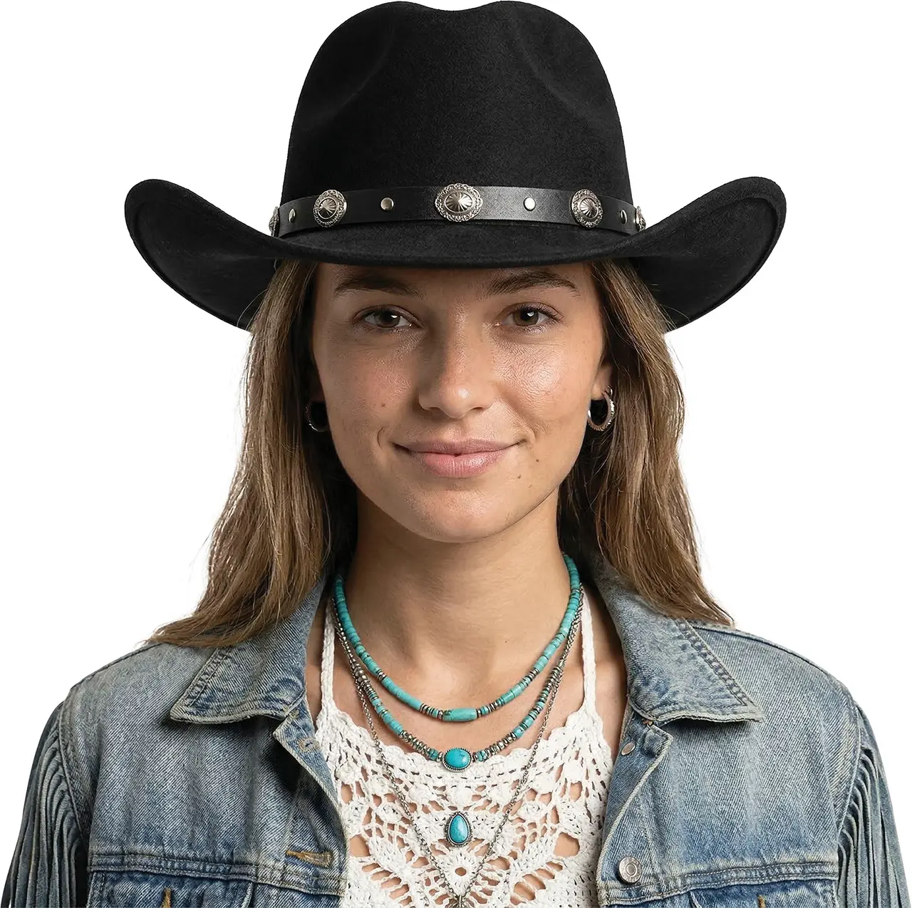 Cowboyhat i filt, sort