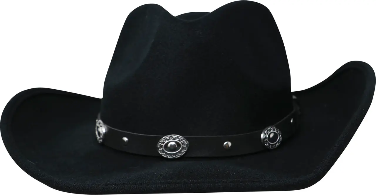 Cowboyhat i filt, sort