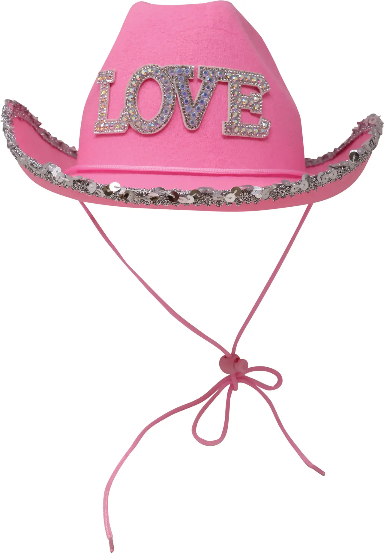 Cowboyhat "Love" i filt, lyserød