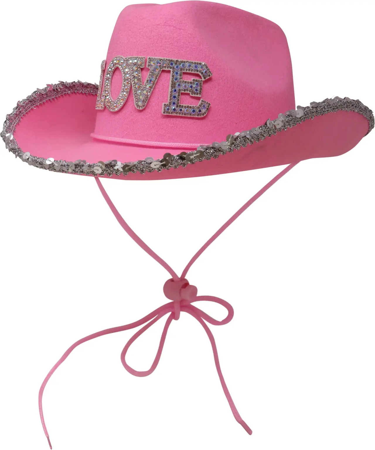 Cowboyhat "Love" i filt, lyserød