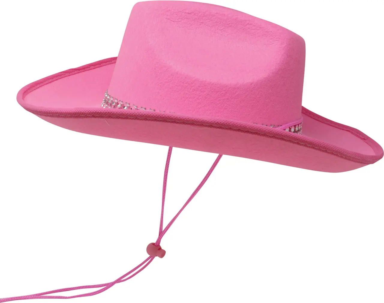 Cowboyhat i filt med rhinsten, lyserød