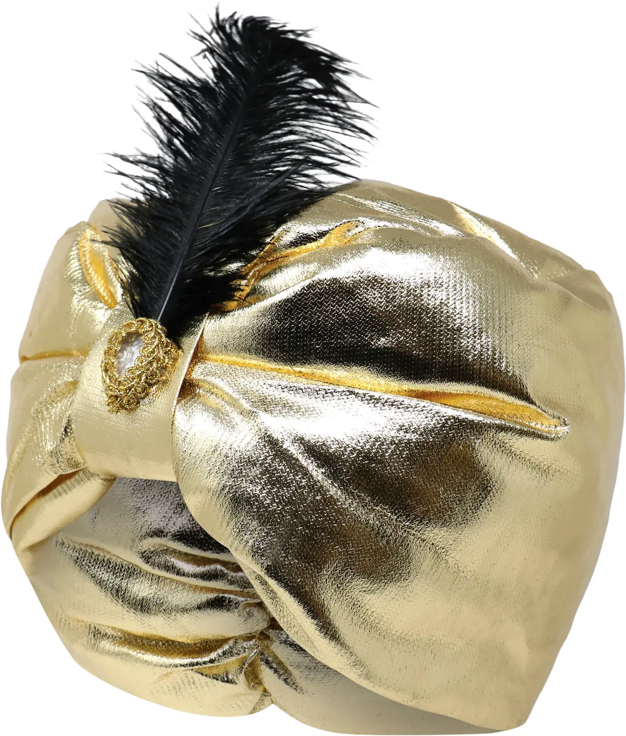 Guldfarvet maharaja-turban i stof
