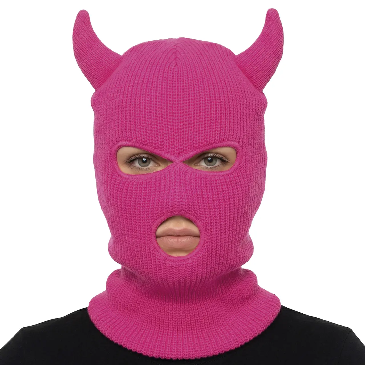Lyserød balaclava med horn