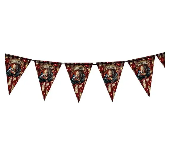 Klovne-vimpelguirlande, 300 cm, 19 × 27 cm, papir