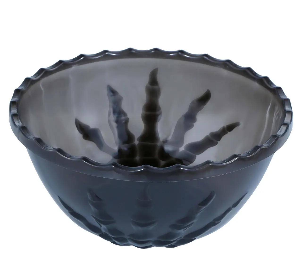 Sort skål med skelethånd, 14 × 33 cm