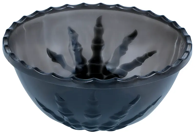 Sort skål med skelethånd, 14 × 33 cm
