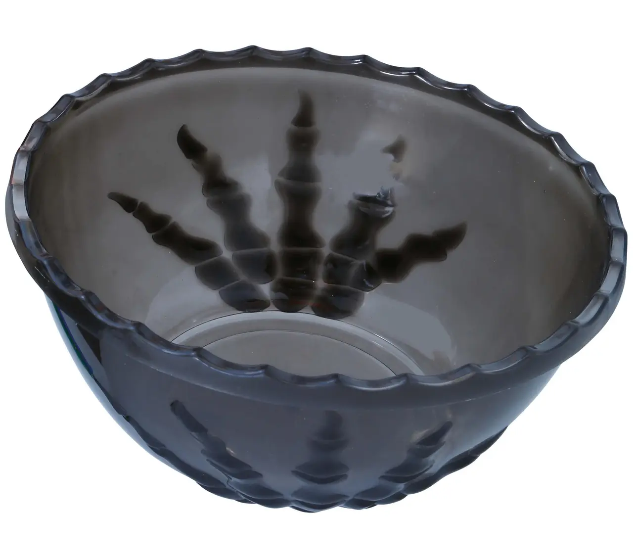 Sort skål med skelethånd, 14 × 33 cm