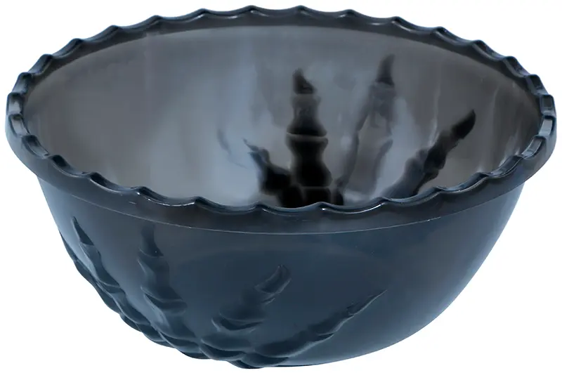 Sort skål med skelethånd, 14 × 33 cm