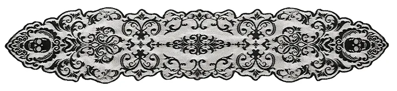 Sort blondebordløber med kranier, 180 × 35 cm