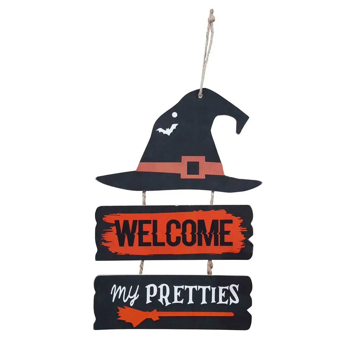 Hekseskilt "Welcome", træ, 32 × 21 cm